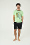 Mixed Nature Picture Printed Piping Men's Shorts Pajama Set - 3