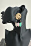Round Metal Detail Acrylic Colorful Hoops Earrings (5cm)