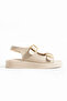 Women's Beige Daily Comfortable Sole Double Buckle Sandals Summer Lightweight High Sole Sea Pool Beach Slippers - 3