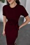 Women's Burgundy Side Tie Slit Modal Fabric Dress - 3