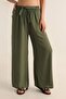 Woven Viscose Elastic Palazzo Pocket Pants Khaki - 3