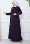 Plus Size Mother Dress with Leaf Stones Purple Ss2350 - 6