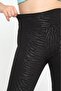 Black Patterned High Waist Gathering Diving Fabric Leggings with Pockets - 7