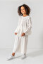 Capri Pleated Trousers Scalloped/Embroidered Blouse/Shirt Gakım - 5