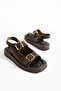 Women's Brown Daily Comfortable Sole Double Buckle Sandals Summer Lightweight High Sole Pool Beach Slippers - 7