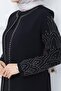 Plus Size Mother Dress with Stones Black Ss2349 - 5