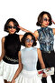 Women's Black Baby Blue Blue Snake 3-Piece Stand Collar Zero Sleeve Blouse