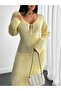 Women's Knitted Lace Yellow Dress - 8