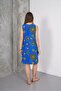 Women's Navy Blue Ethnic Patterned Sleeveless Viscose Mini Dress - 3