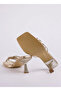 Kindep Sesame Thin Cross Strap Women's Heeled Slippers Gold - 5