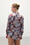 Patterned Scarf Collar Shirt - Brown - 6