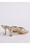 Kindep Sesame Thin Cross Strap Women's Heeled Slippers Gold - 4