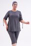 Large Size Semi-Closed Hijab Swimsuit with Sleeve Detail 2311 Aysu Anthracite - 3