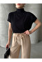 Women Black Stand Collar Off Shoulder Blouse - 2
