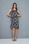 Women's Black Carpet Patterned Circle Necklace Skirt Ruffle Burmugue Dress - 5