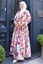 Floral Patterned Tie-Up Skirt Suit Pink Hm2768 - 7