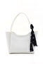 White Shk240 Faux Leather Zippered Single Compartment Hand, Arm and Shoulder Bag with Scarf Gift