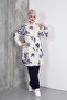 Navy Floral Print Tunic Pants Set