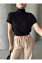 Women Black Stand Collar Off Shoulder Blouse - 3
