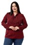 Plus Size Burgundy Blouse with Sparkle Detail on the Collar and Cuffs