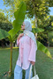 Women's Pink Tie Detail Flam Linen Kimono - 8