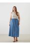Lcw Grace Blue Women's Jean Skirt with Elastic Waist New Season - 3