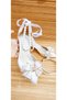 Women's Stoned Flower Pearl Ankle Strap Heeled Evening Dress Shoes