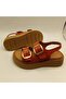 Exclusive Stable Orange Suede Platform Sandals |   Summer Elegance with Buckle & Anti-Slip Sole - 5