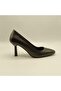 Beatriz Black Leather Triangle Heeled Women's Shoes - 4