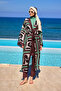 Brown Full Length Kimono – Belted, Light and Modern Summer Pareo P2510 - 4
