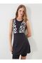 Lcw Dream Black Crew Neck Patterned Women's Hijab Swimsuit Set