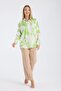 Patterned Oversize Loose Satin Shirt - 4