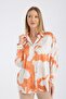 Patterned Oversize Loose Satin Shirt - 6