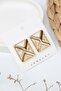 Women's Yellow Steel Tarnish-Resistant Geometric Square Earrings with Beige Marble Pattern - 2