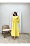 Hijab Yellow Big Bow Poplin Flared Dress - 2