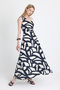 Black-Beige One Shoulder Patterned Maxi Dress 231660 - 7