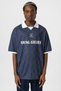 Oversize Polo Neck Jersey T-Shirt Brown/Indigo - 4