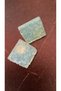 Serrated Water Green Color Large Size Square Shape Gold Accessory Epoxy Earrings Handmade Gift - 6