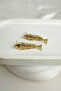 Gold Color Red Eye Detail Metal Fish Dangle Earrings (4cm) - 4