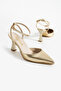 Gold Ankle Strap Evening Dress Heeled Shoes - 3