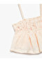 Cotton Thin Strap Flounced Scalloped Blouse - 3