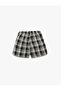 Cotton Metal Buckle Plaid Shorts Skirt - 2