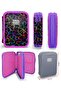 Heart Printed Black Pink Girl's School Bag and Organizer Pen Holder Set 23670+11145 - 2