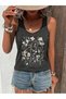 Feather Flower Printed Women's Hollow Collar T-Shirt - 2