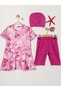 Girl's Crew Neck Skirted Swimsuit and Leggings Bonnet Included.