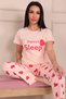Women's Sweet Sleep Slogan Crew Neck Short Sleeve Six-Long Combed Cotton Pajama Set - 4