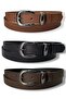 Men's Faux Leather Nickel Buckle Thin Old Money Set of 3 Belts 2.5 cm
