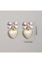 Zirconia Heart Bow Earrings - 4