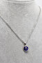Rimmed Dark Navy Blue Evil Eye Beaded Bijoux Necklace (Steel Chain 60 cm), Silver Color - 6