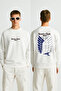 Lenithra Attack on Titan Back Printed Unisex Oversize White Sweatshirt